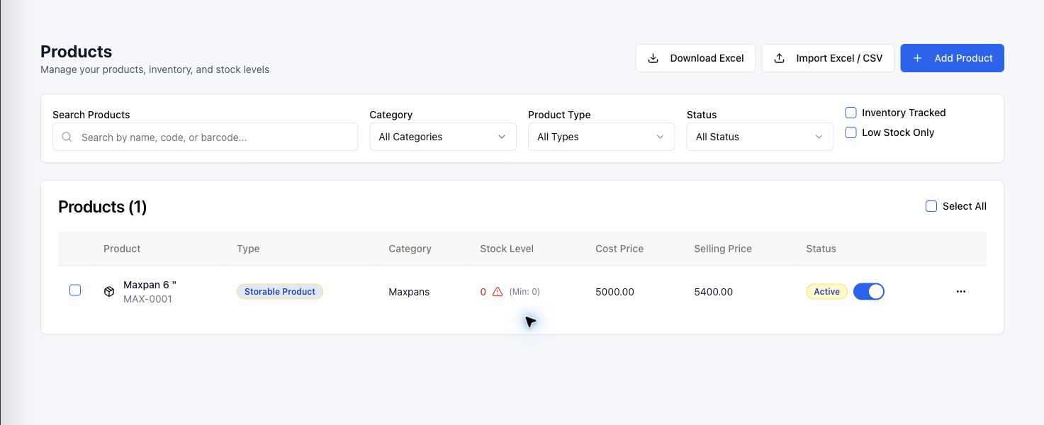 RetailWave product and inventory catalogue